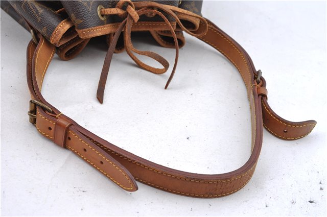 Authentic Louis Vuitton Monogram Petit Noe M42226 Shoulder Drawstring Bag J5209