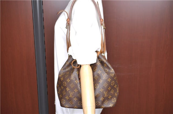 Authentic Louis Vuitton Monogram Petit Noe M42226 Shoulder Drawstring Bag J5209