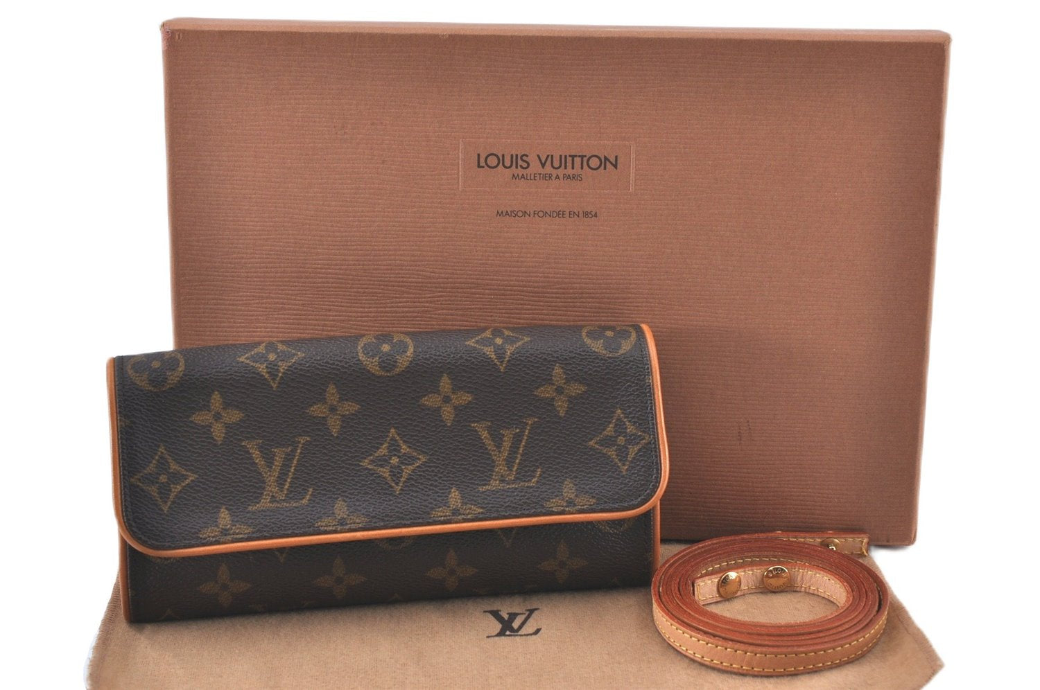 Auth Louis Vuitton Monogram Pochette Twin PM Shoulder Bag M51854 LV Box J5211