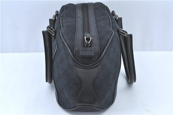 Authentic GUCCI Hand Bag Purse GG Canvas Leather 0021084 Black J5216