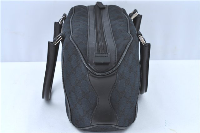 Authentic GUCCI Hand Bag Purse GG Canvas Leather 0021084 Black J5216