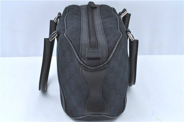 Authentic GUCCI Hand Bag Purse GG Canvas Leather 0021084 Black J5216