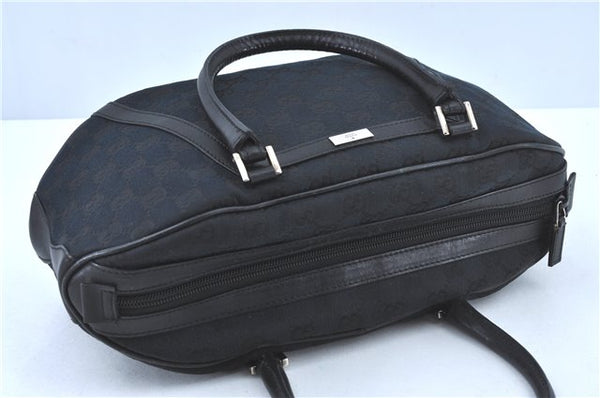 Authentic GUCCI Hand Bag Purse GG Canvas Leather 0021084 Black J5216