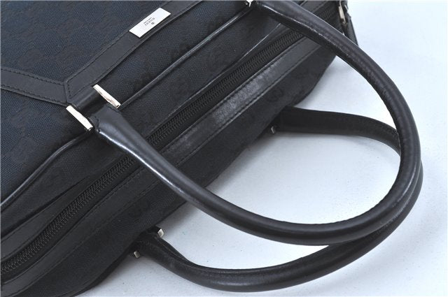 Authentic GUCCI Hand Bag Purse GG Canvas Leather 0021084 Black J5216
