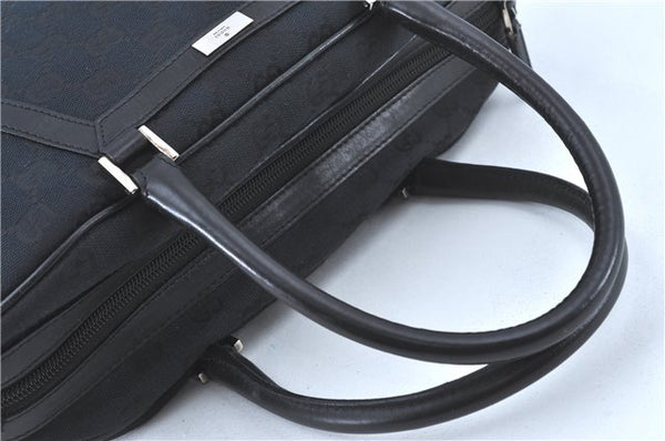 Authentic GUCCI Hand Bag Purse GG Canvas Leather 0021084 Black J5216