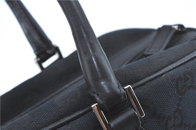 Authentic GUCCI Hand Bag Purse GG Canvas Leather 0021084 Black J5216