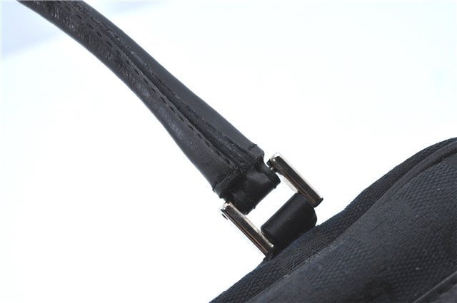 Authentic GUCCI Hand Bag Purse GG Canvas Leather 0021084 Black J5216