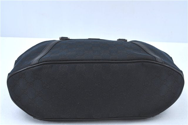 Authentic GUCCI Hand Bag Purse GG Canvas Leather 0021084 Black J5216