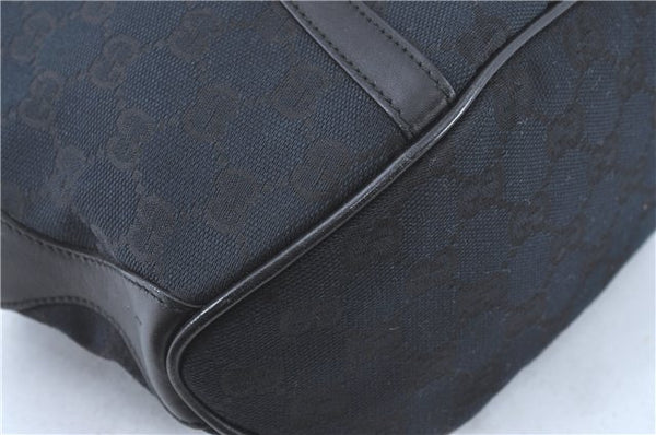Authentic GUCCI Hand Bag Purse GG Canvas Leather 0021084 Black J5216