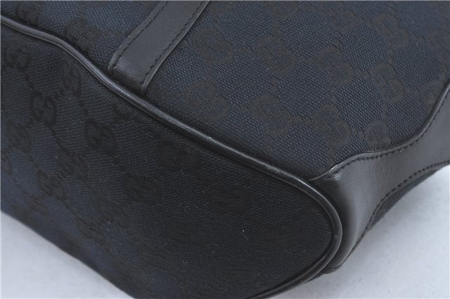 Authentic GUCCI Hand Bag Purse GG Canvas Leather 0021084 Black J5216