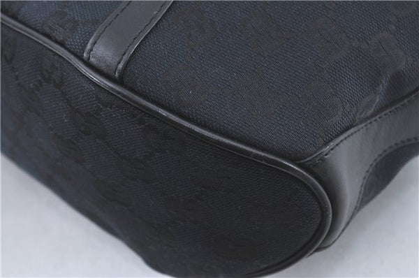 Authentic GUCCI Hand Bag Purse GG Canvas Leather 0021084 Black J5216