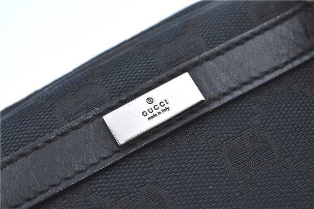 Authentic GUCCI Hand Bag Purse GG Canvas Leather 0021084 Black J5216