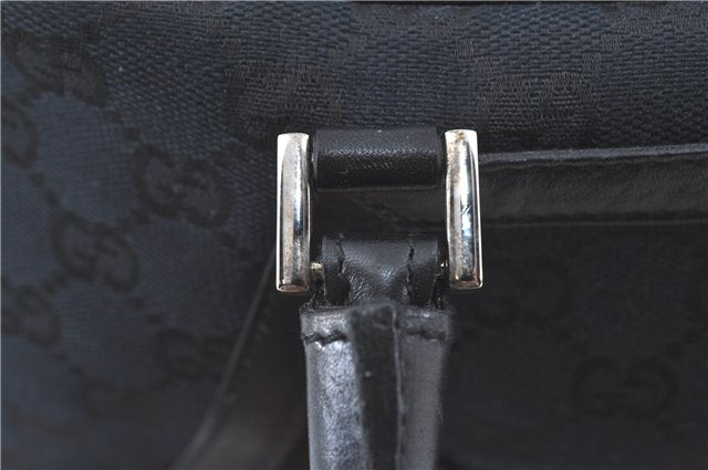Authentic GUCCI Hand Bag Purse GG Canvas Leather 0021084 Black J5216
