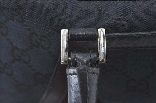 Authentic GUCCI Hand Bag Purse GG Canvas Leather 0021084 Black J5216
