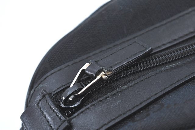 Authentic GUCCI Hand Bag Purse GG Canvas Leather 0021084 Black J5216