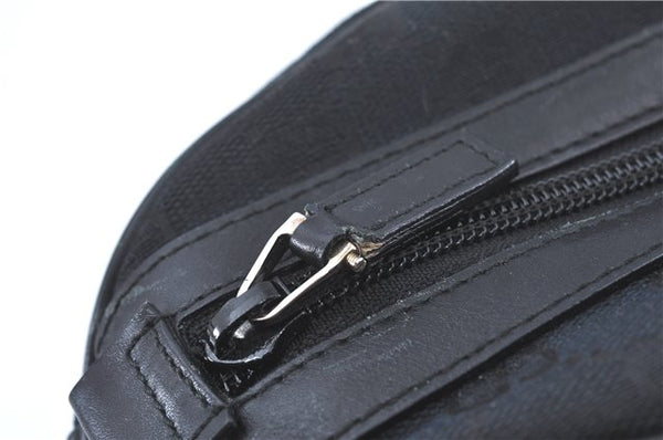 Authentic GUCCI Hand Bag Purse GG Canvas Leather 0021084 Black J5216