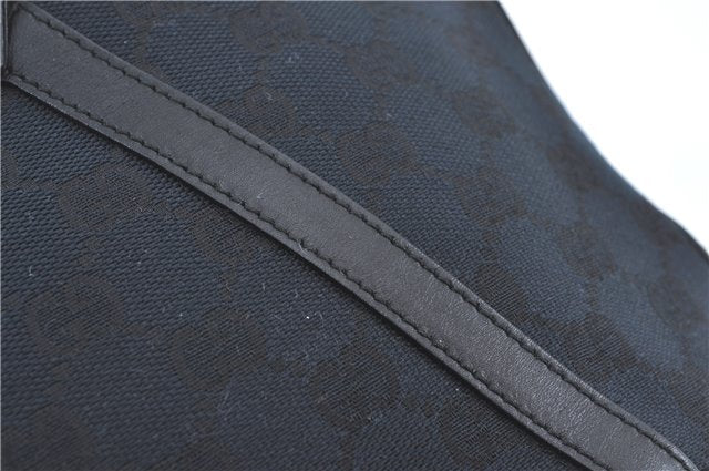 Authentic GUCCI Hand Bag Purse GG Canvas Leather 0021084 Black J5216