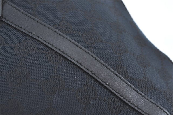 Authentic GUCCI Hand Bag Purse GG Canvas Leather 0021084 Black J5216