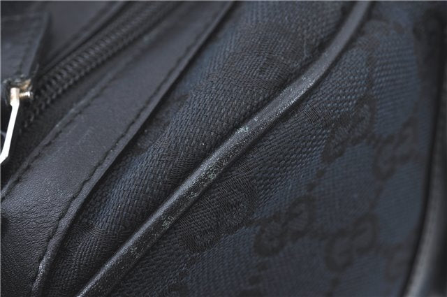 Authentic GUCCI Hand Bag Purse GG Canvas Leather 0021084 Black J5216