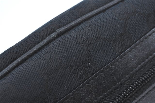 Authentic GUCCI Hand Bag Purse GG Canvas Leather 0021084 Black J5216