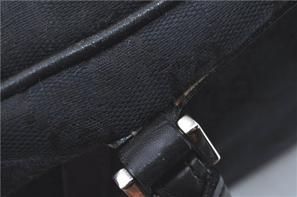 Authentic GUCCI Hand Bag Purse GG Canvas Leather 0021084 Black J5216