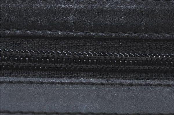 Authentic GUCCI Hand Bag Purse GG Canvas Leather 0021084 Black J5216