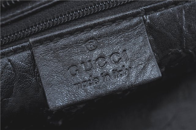 Authentic GUCCI Hand Bag Purse GG Canvas Leather 0021084 Black J5216