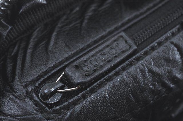 Authentic GUCCI Hand Bag Purse GG Canvas Leather 0021084 Black J5216