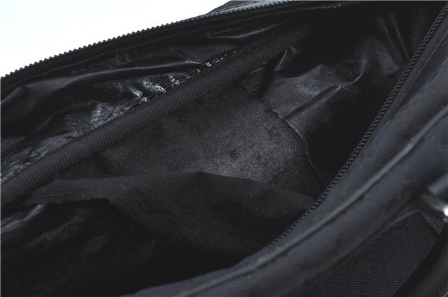 Authentic GUCCI Hand Bag Purse GG Canvas Leather 0021084 Black J5216