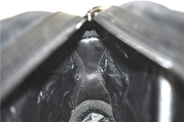 Authentic GUCCI Hand Bag Purse GG Canvas Leather 0021084 Black J5216