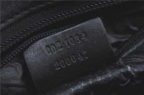 Authentic GUCCI Hand Bag Purse GG Canvas Leather 0021084 Black J5216