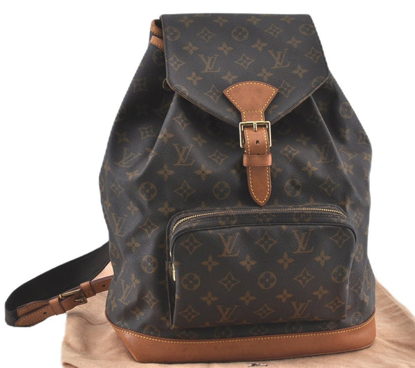Authentic Louis Vuitton Monogram Montsouris GM Backpack M51135 LV J5223