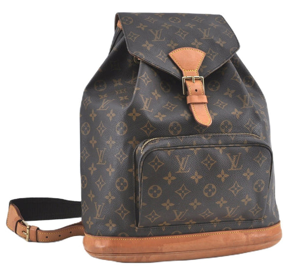Authentic Louis Vuitton Monogram Montsouris GM Backpack M51135 LV J5313