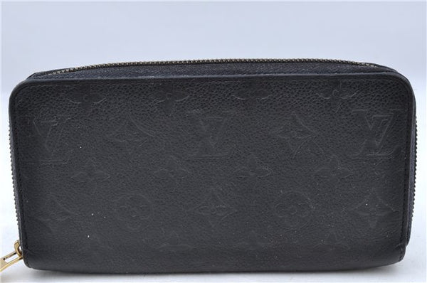 Authentic Louis Vuitton Empreinte Zippy Wallet Long Purse Black LV J5319
