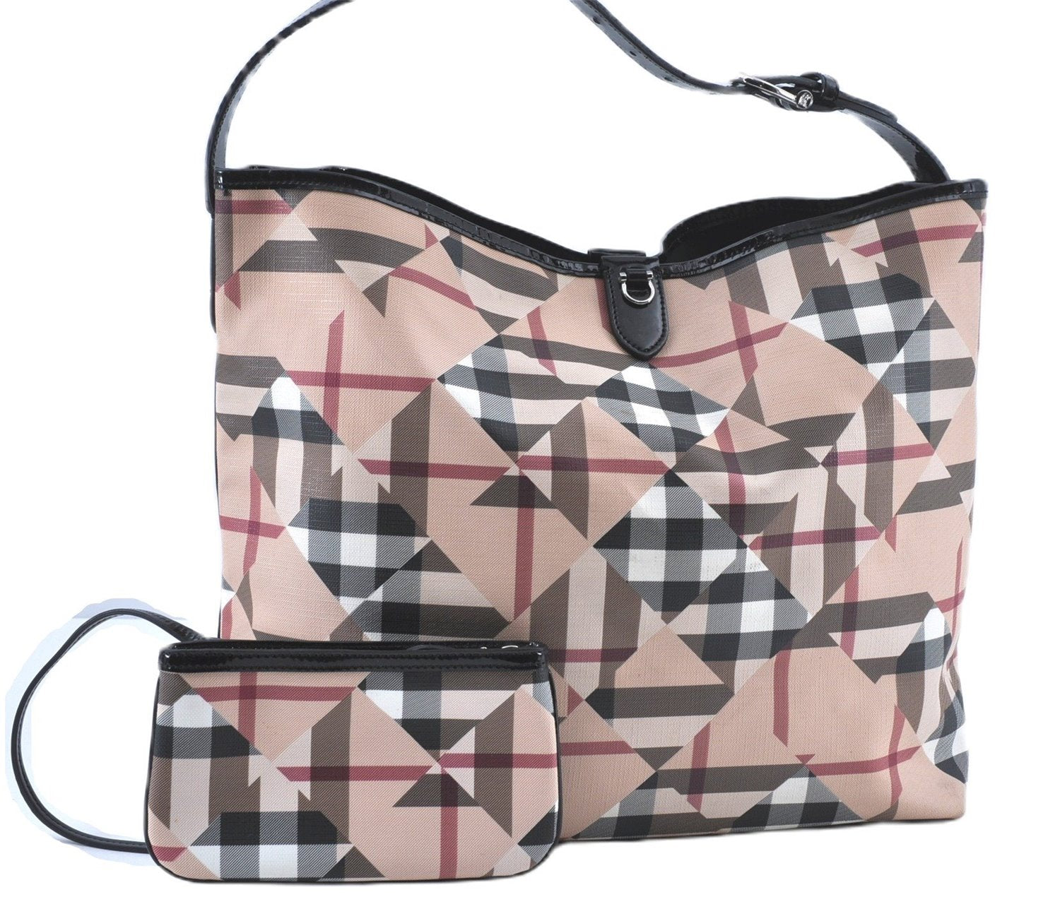 Authentic BURBERRY Vintage PVC Leather Shoulder Tote Bag Beige J5346