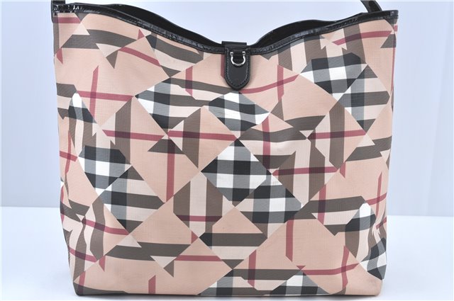 Authentic BURBERRY Vintage PVC Leather Shoulder Tote Bag Beige J5346