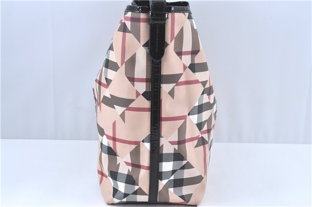 Authentic BURBERRY Vintage PVC Leather Shoulder Tote Bag Beige J5346