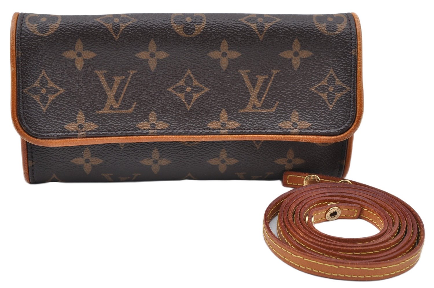 Authentic Louis Vuitton Monogram Pochette Twin PM Shoulder Bag M51854 LV J5366
