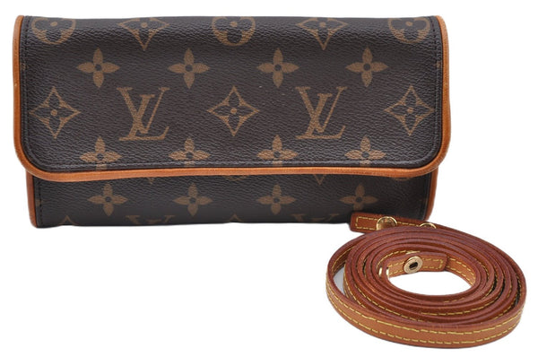 Authentic Louis Vuitton Monogram Pochette Twin PM Shoulder Bag M51854 LV J5366