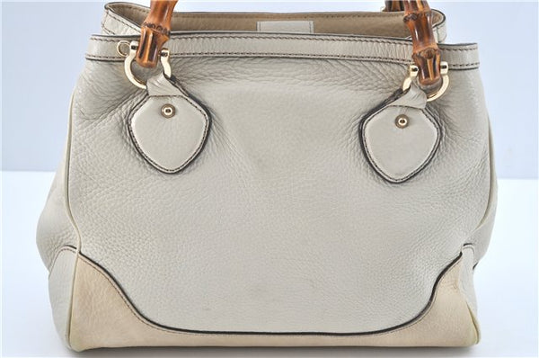 Authentic GUCCI Bamboo 2Way Shoulder Hand Bag Leathe 308360 Ivory J5410