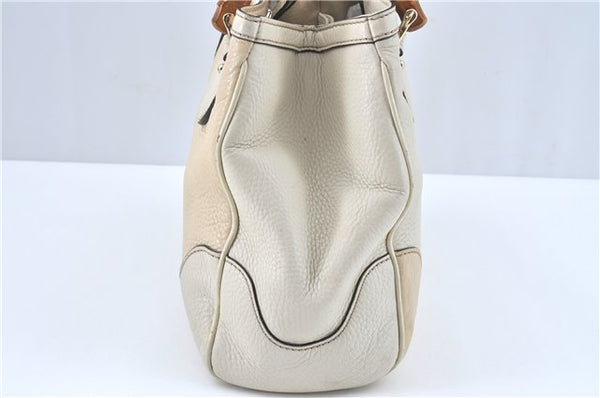 Authentic GUCCI Bamboo 2Way Shoulder Hand Bag Leathe 308360 Ivory J5410