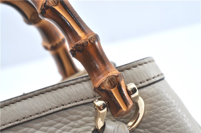 Authentic GUCCI Bamboo 2Way Shoulder Hand Bag Leathe 308360 Ivory J5410