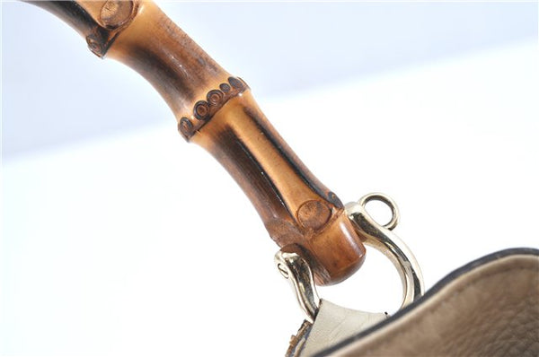 Authentic GUCCI Bamboo 2Way Shoulder Hand Bag Leathe 308360 Ivory J5410