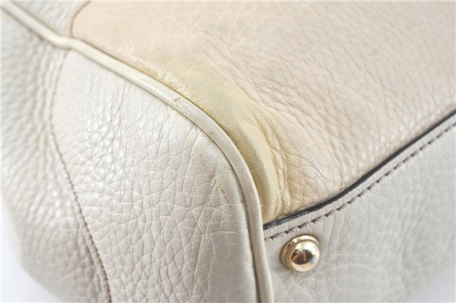 Authentic GUCCI Bamboo 2Way Shoulder Hand Bag Leathe 308360 Ivory J5410