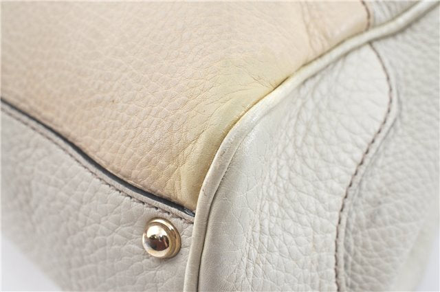 Authentic GUCCI Bamboo 2Way Shoulder Hand Bag Leathe 308360 Ivory J5410
