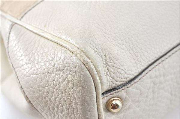 Authentic GUCCI Bamboo 2Way Shoulder Hand Bag Leathe 308360 Ivory J5410
