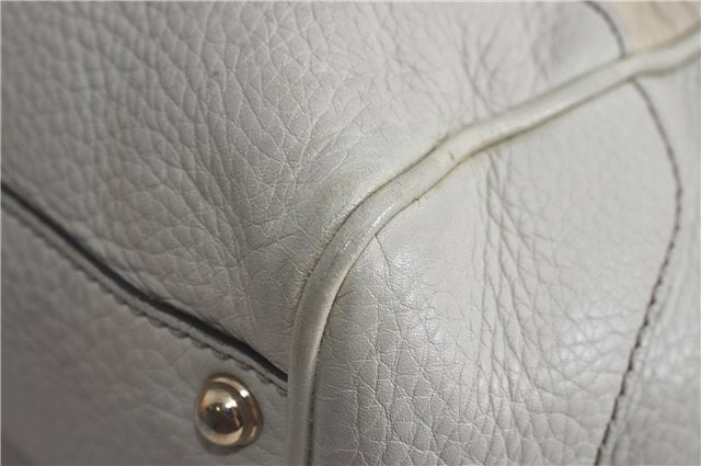 Authentic GUCCI Bamboo 2Way Shoulder Hand Bag Leathe 308360 Ivory J5410