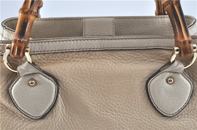 Authentic GUCCI Bamboo 2Way Shoulder Hand Bag Leathe 308360 Ivory J5410