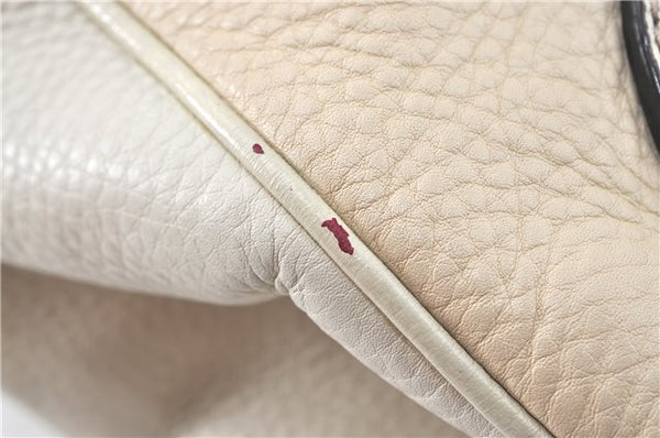 Authentic GUCCI Bamboo 2Way Shoulder Hand Bag Leathe 308360 Ivory J5410