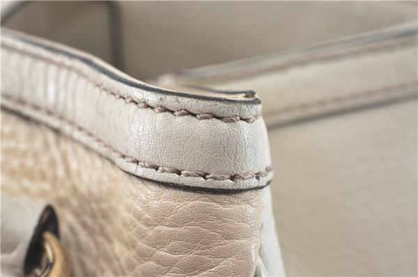 Authentic GUCCI Bamboo 2Way Shoulder Hand Bag Leathe 308360 Ivory J5410